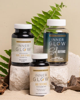 Inner Glow clinician-formulated badge indicating dermatologist and surgeon development