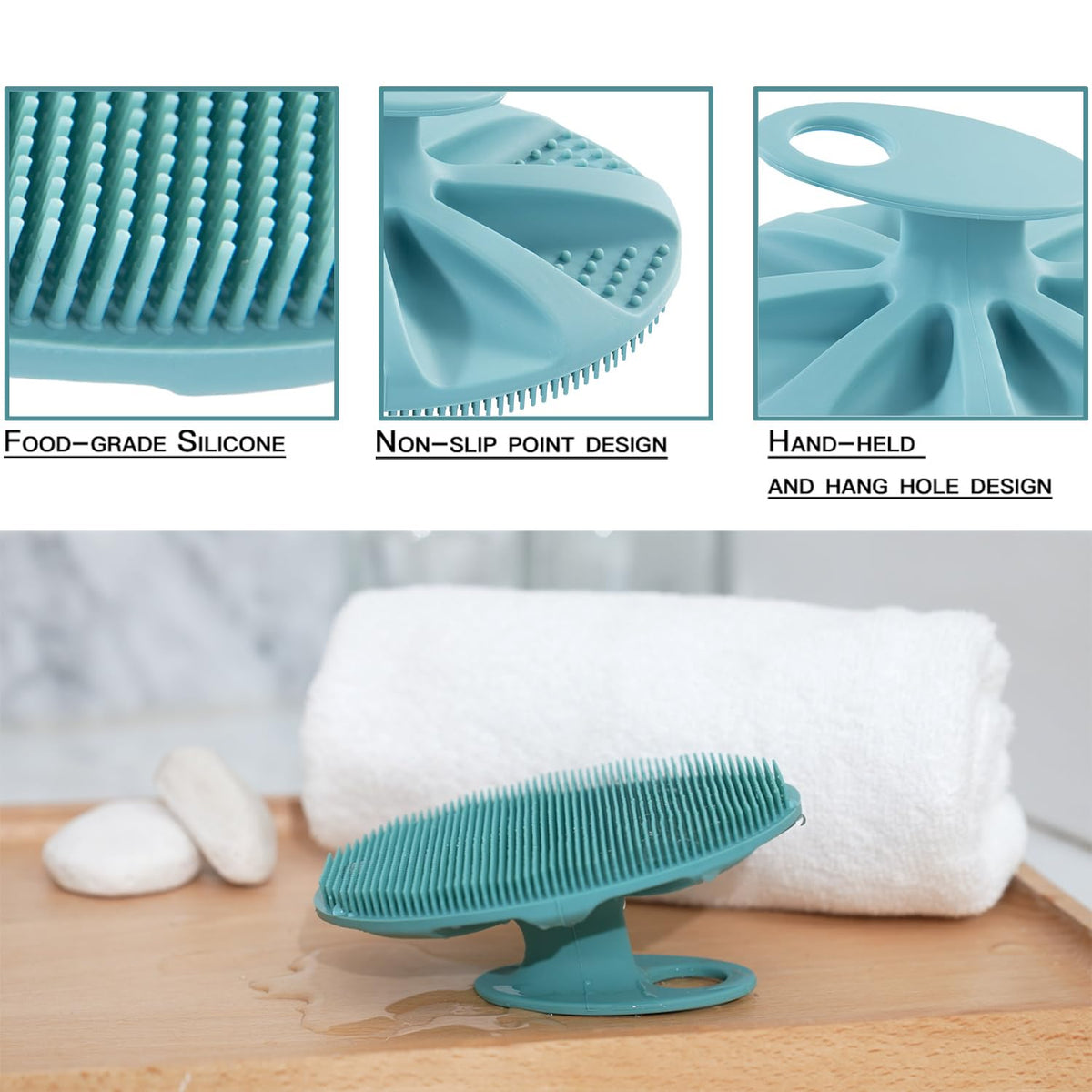 INNERNEED close-up of soft silicone bristles highlighting gentle exfoliation
