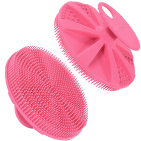 INNERNEED front view of pink silicone scrubber showing compact shape and grip