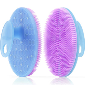 INNERNEED front view of purple silicone scrubber showing shape and color, easy grip benefit