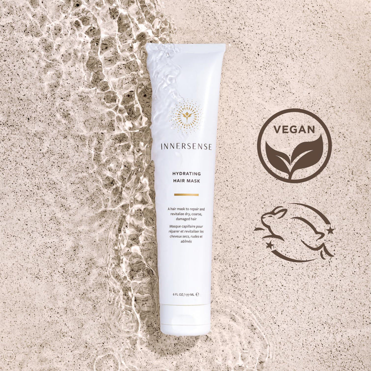 INNERSENSE applying mask to hair in shower demonstrates deep conditioning benefit