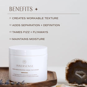 INNERSENSE applied to hair strand to show separation and natural definition