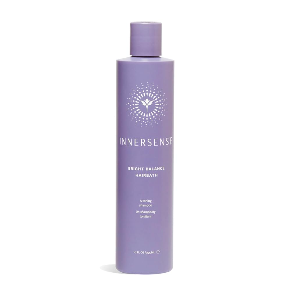 INNERSENSE front bottle of Bright Balance purple toning shampoo for quick identification