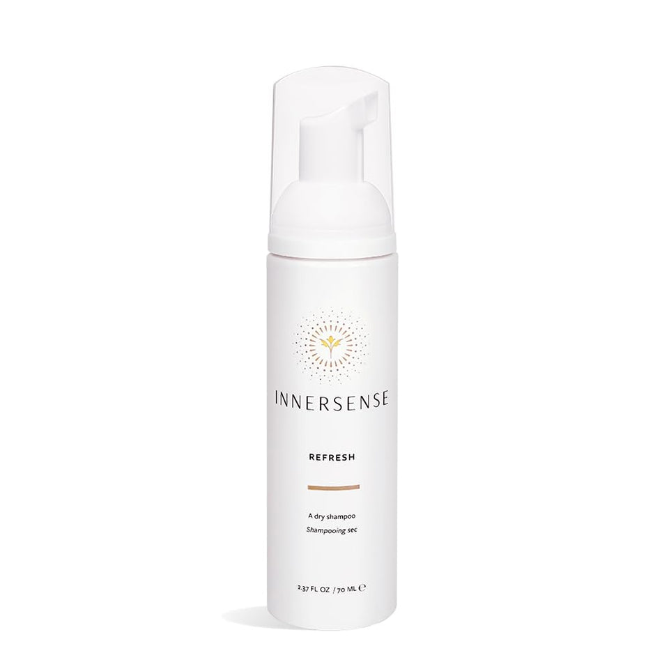 INNERSENSE front packaging showing natural dry shampoo and organic label benefits