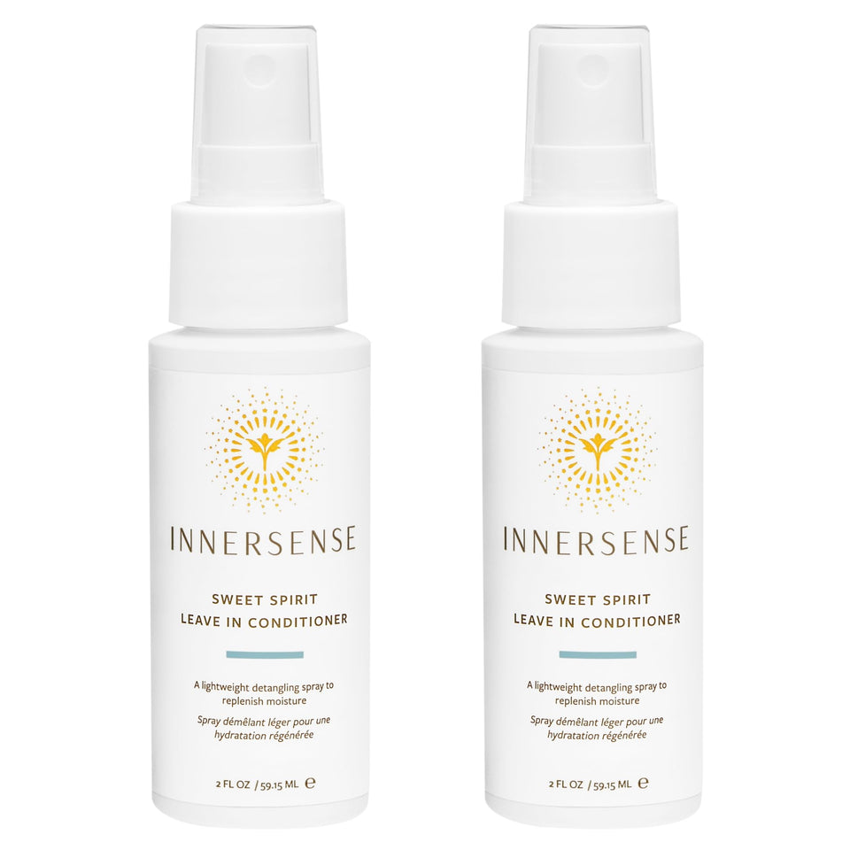 INNERSENSE front packaging showing two travel-size leave-in bottles and brand clarity