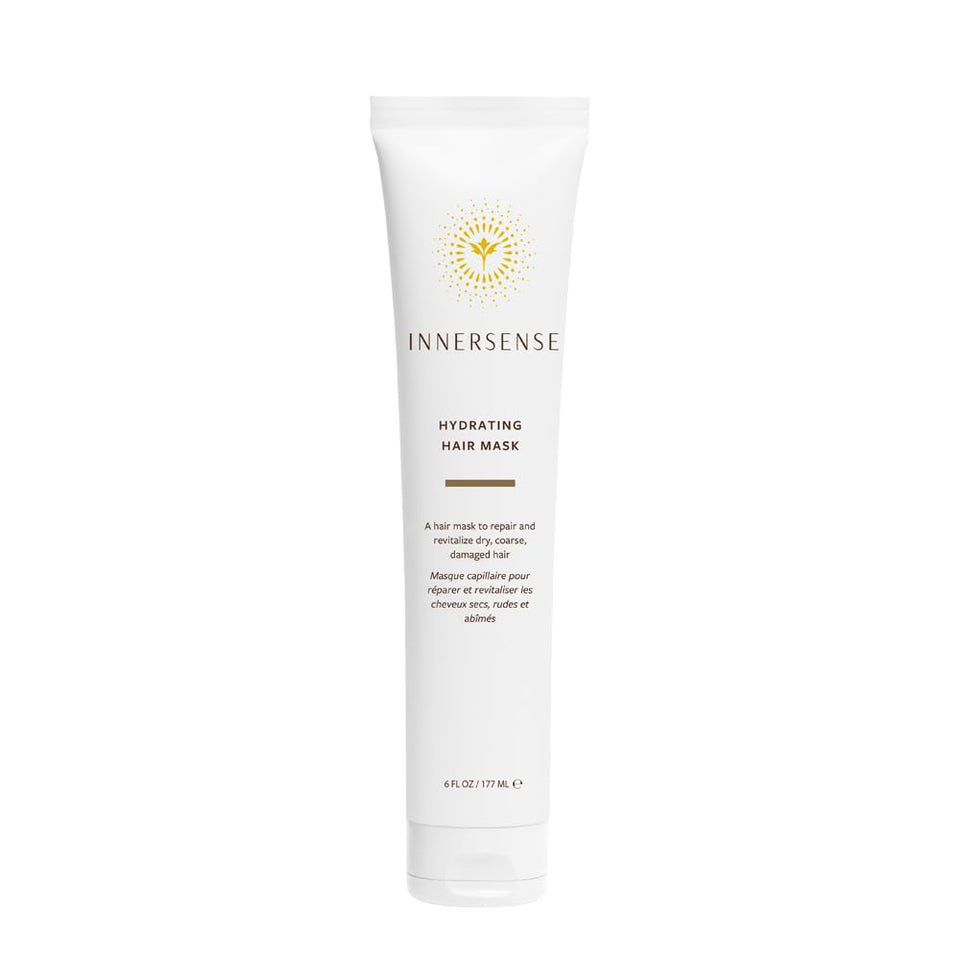 INNERSENSE hydrating hair mask front jar shows clean packaging and size benefit