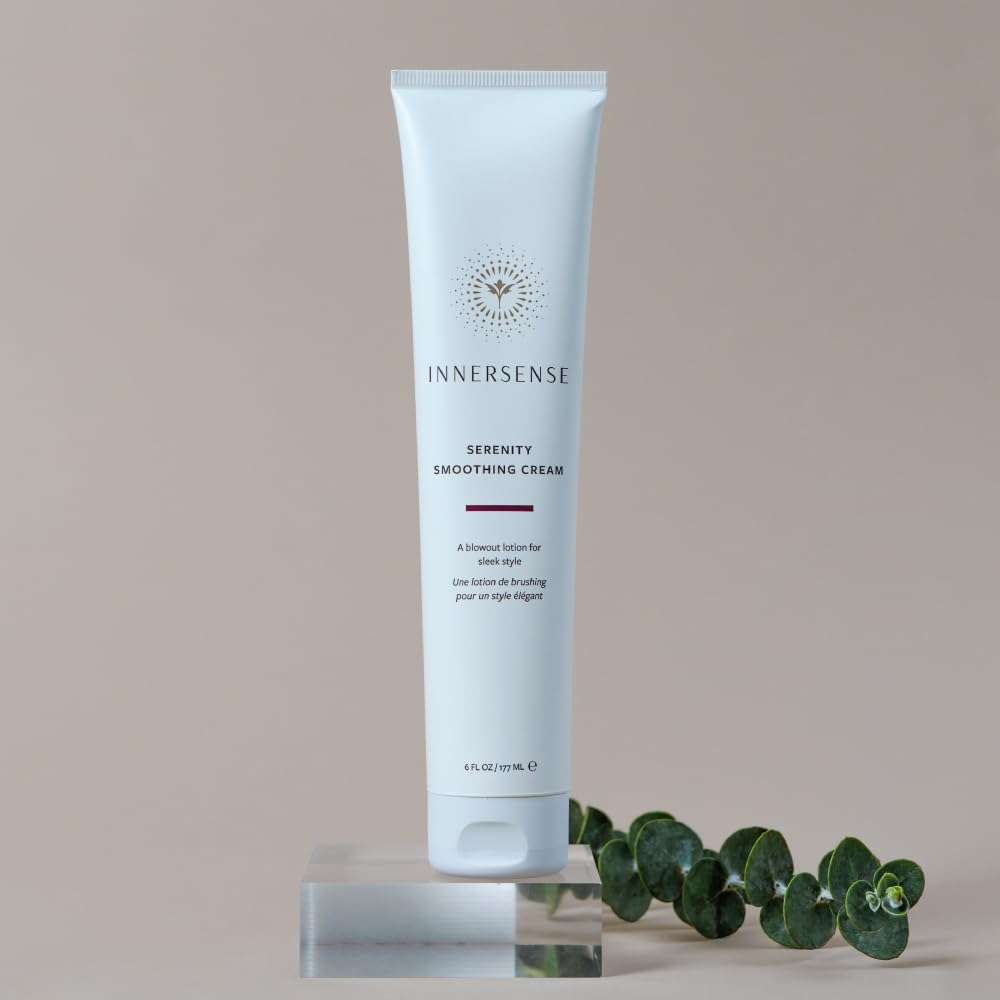 Innersense product in use during blowout demonstrating frizz control and shine