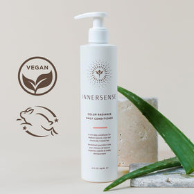 INNERSENSE duo styled on bathroom shelf showing clean beauty and salon results