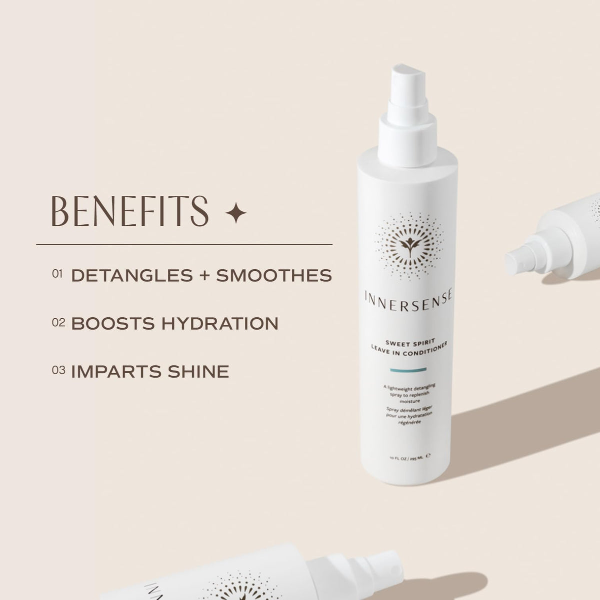 INNERSENSE leave-in texture on hair highlighting slip and smoother strands