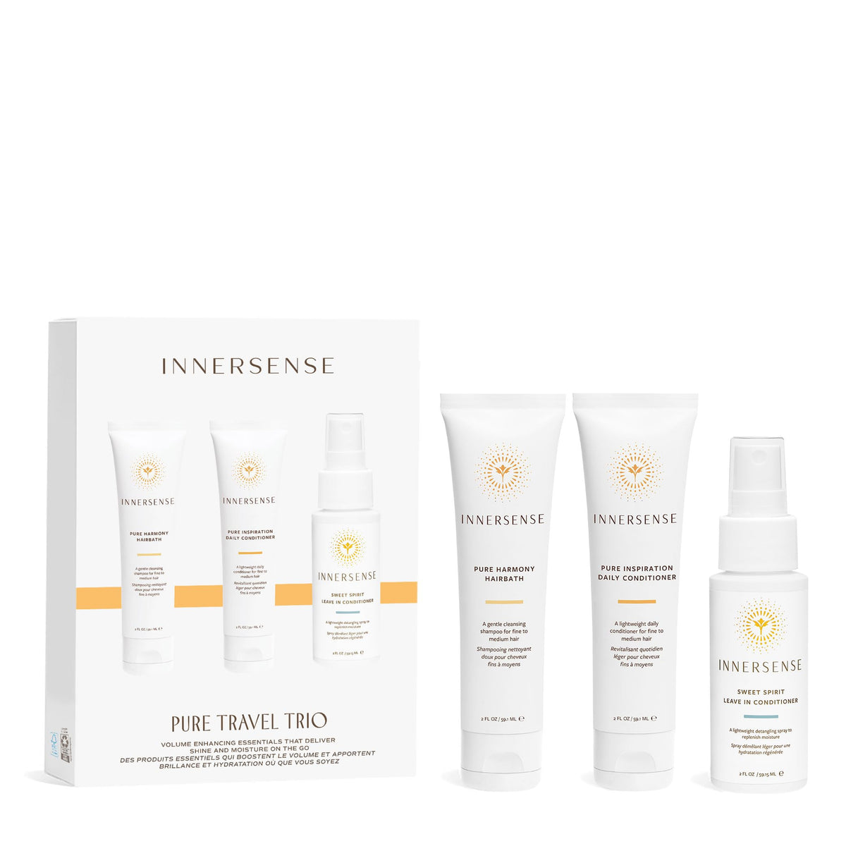 INNERSENSE trio front packaging showing travel bottles and brand clarity