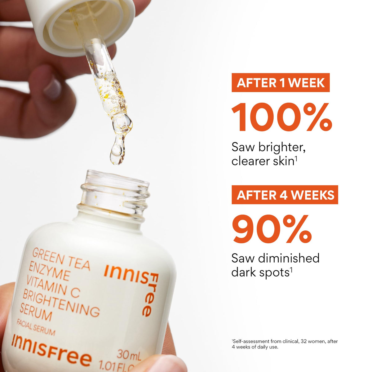 innisfree hand applying serum to show lightweight hydrating feel