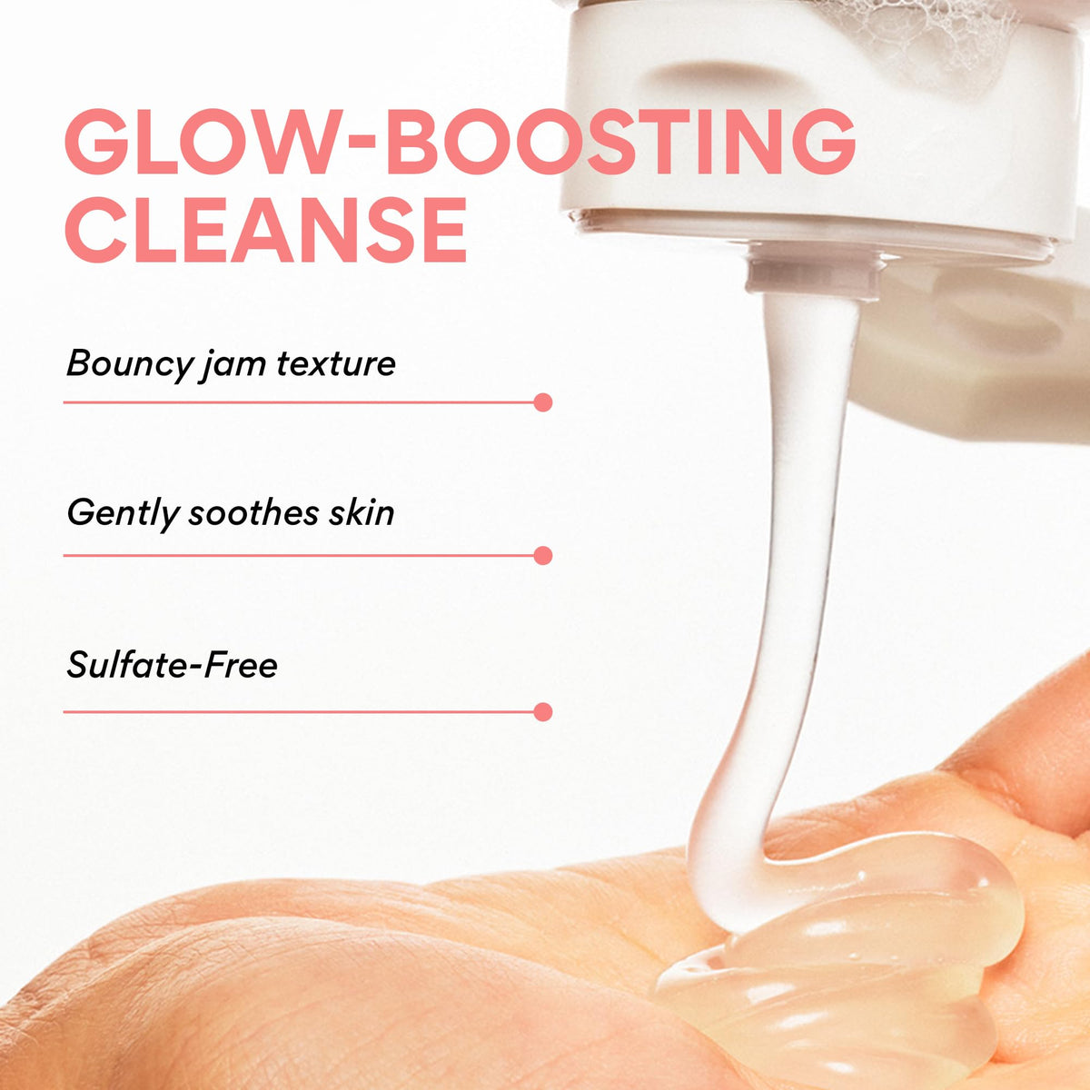 innisfree close-up of baby-pink gel texture highlighting bouncy consistency and gentle cleanse benefit