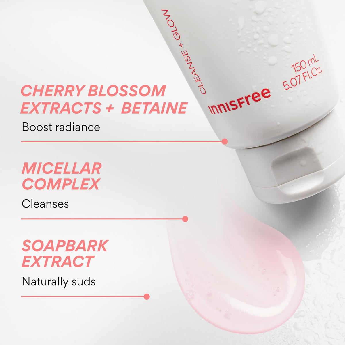 innisfree cleanser being dispensed into hand to show easy application and lightweight spreadability