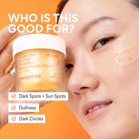 innisfree cream beside hyaluronic ampoule showing layered hydration
