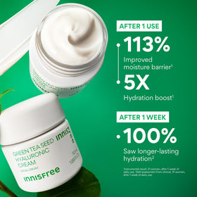 innisfree cream on back of hand scale demonstrating absorption and glow