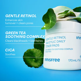 innisfree ingredient label showing retinol, salicylic acid and soothing botanicals list