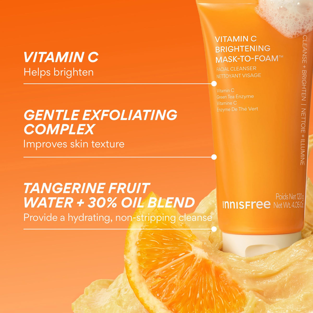 innisfree label highlighting Vitamin C and green tea enzyme