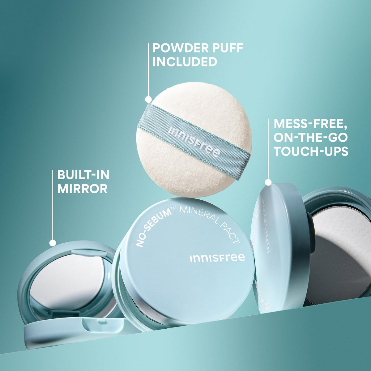 innisfree compact mirror reflecting face for on-the-go shine control