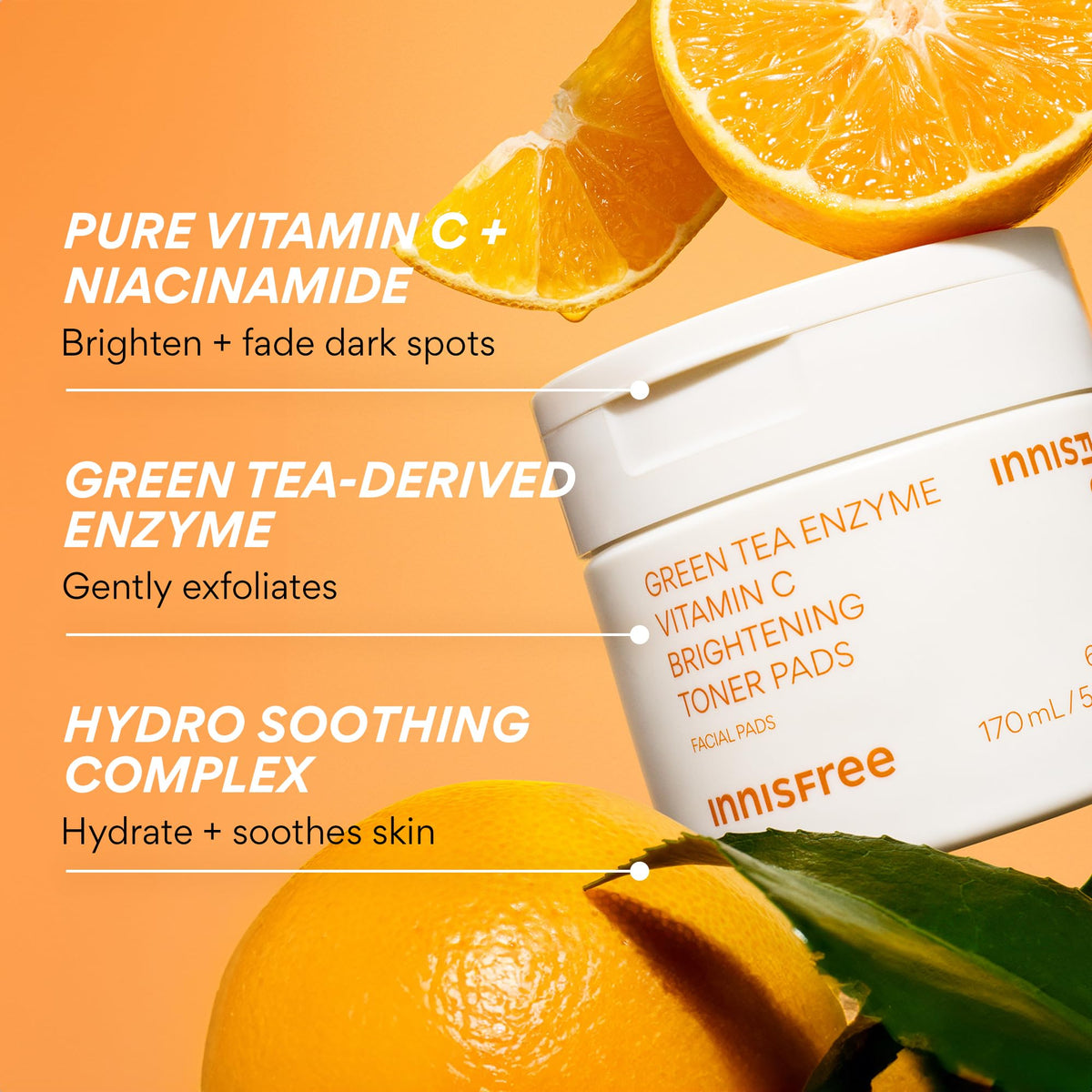 innisfree close-up of pad fibers highlighting vitamin c delivery