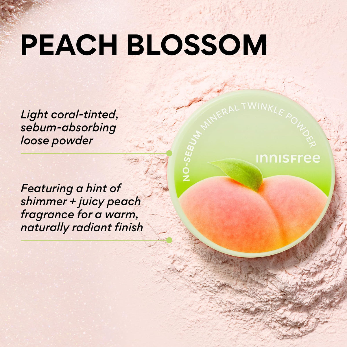 innisfree close-up loose powder texture showing fine milled finish benefit blurs pores