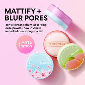 innisfree open jar with puff ready to apply for quick touch-ups benefit oil control