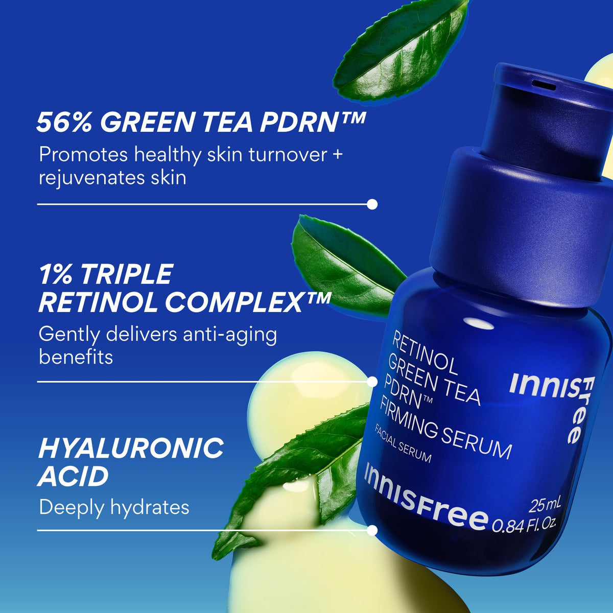 innisfree serum on fingertip being applied, illustrates easy application