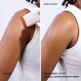innisfree stick next to hand to show compact size and travel-ready benefit