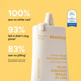 innisfree lotion applied on hand demonstrating invisible finish and no white cast