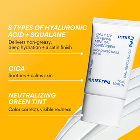 innisfree before and after on model face demonstrating reduced redness