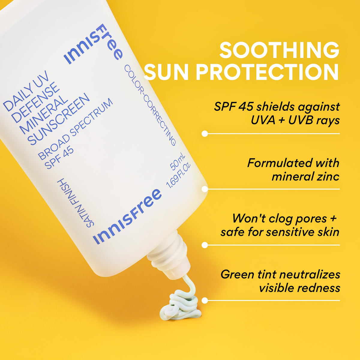 innisfree close-up cream texture displaying lightweight, silky hydration benefit