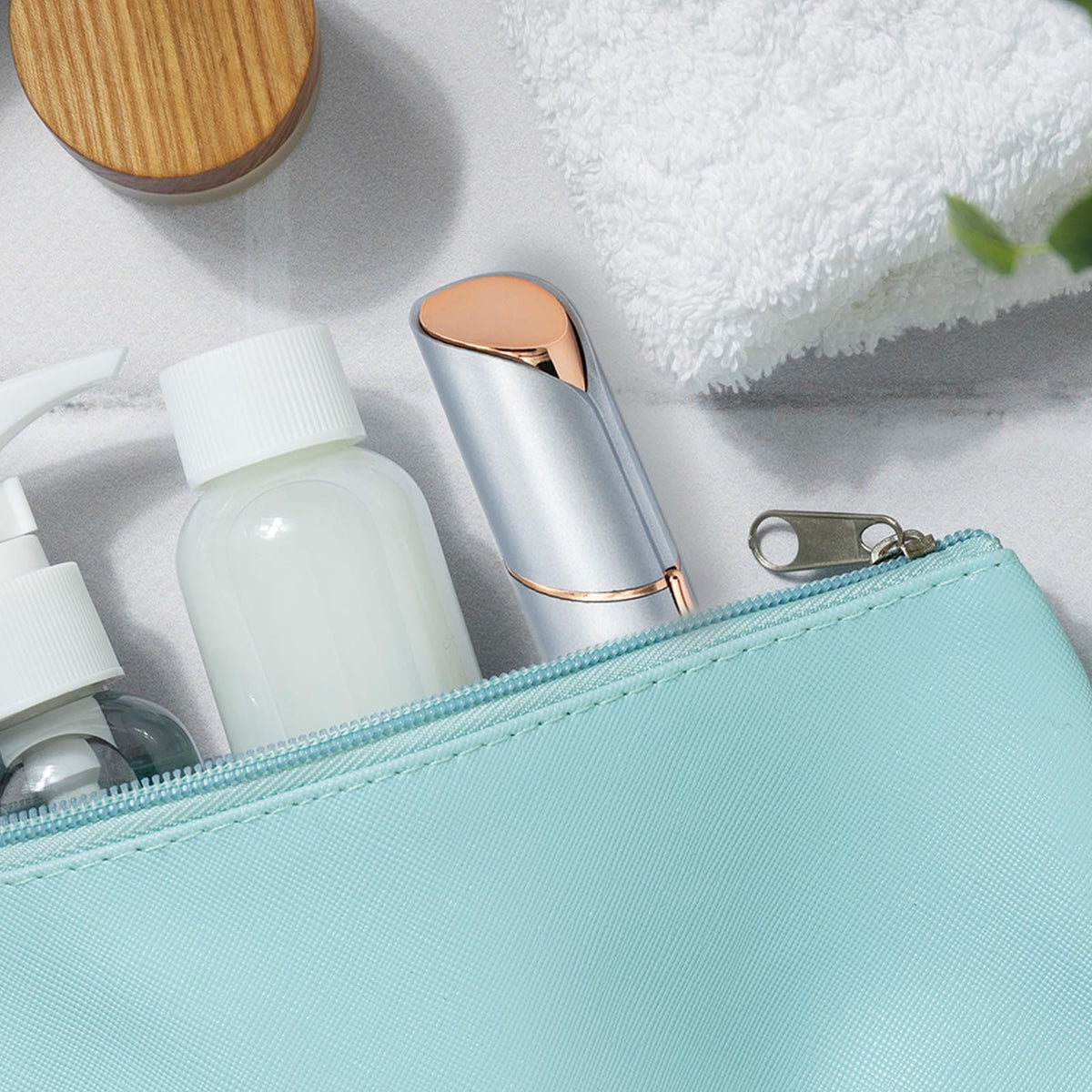 innobeaut device inside a makeup bag for convenient travel touch-ups