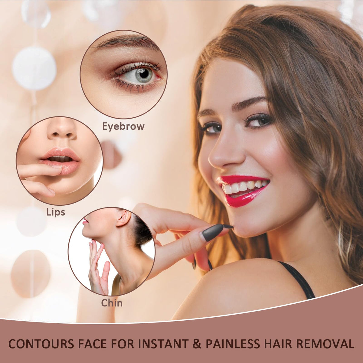 innobeaut used on upper lip demonstrating gentle hair removal for smooth makeup base benefit