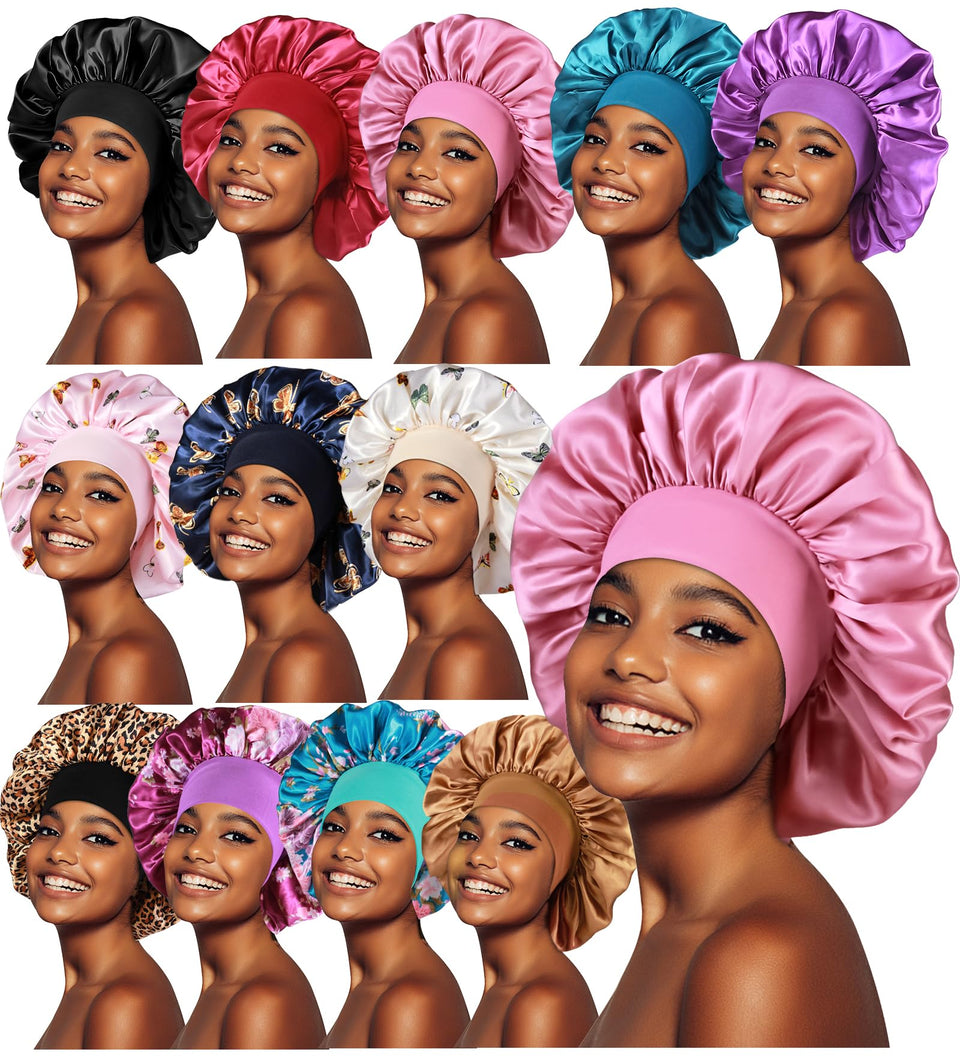 inprog front view of 12 bonnets showing color variety and convenience