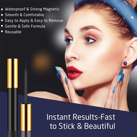 INSMART tray with lashes and eyeliners next to ruler showing scale for fit