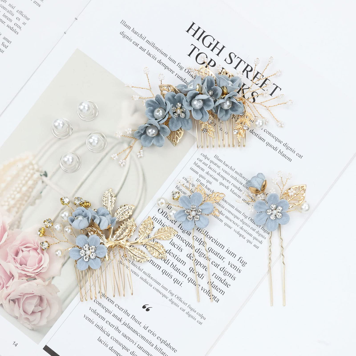 inSowni bridal hairstyle at ceremony highlighting dusty blue accents and photo-ready shimmer