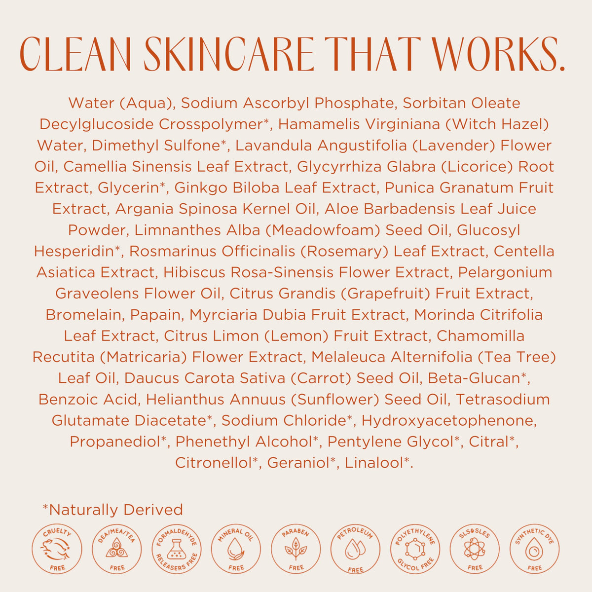 InstaNatural label close-up shows ingredient list and clean promise