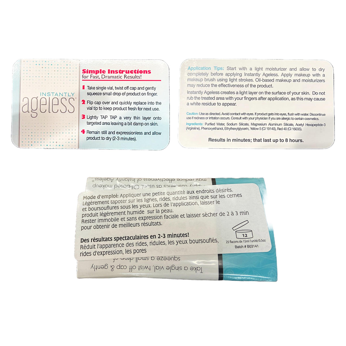 Instantly Ageless vials in a travel bag conveying on-the-go convenience