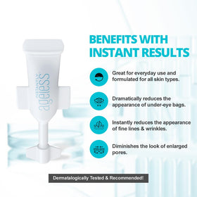 Instantly Ageless vial next to a hand showing travel-friendly scale