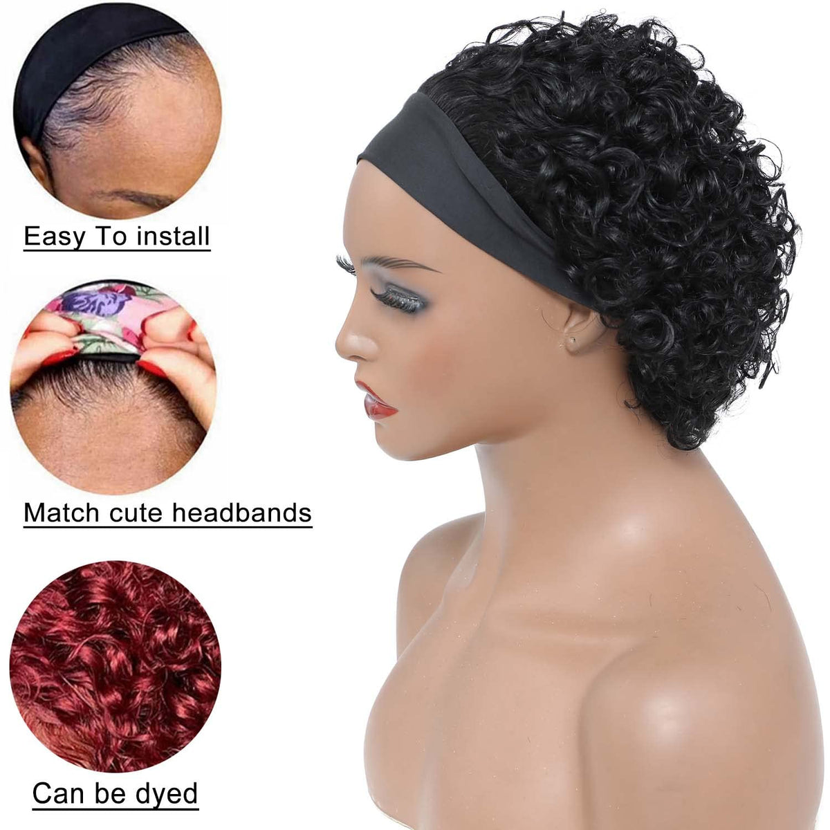 INSTASTYLE headband and cap detail showing secure glueless fit
