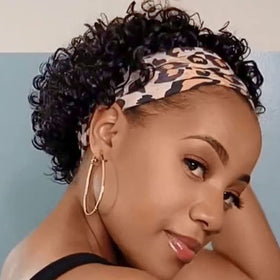INSTASTYLE front view showing natural curly pixie for instant style