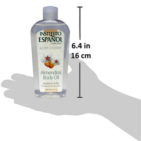 Instituto Español close-up almond oil drop demonstrating silky texture and quick absorption