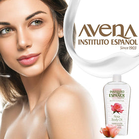 Instituto Español bottle in hand to show 8.5 fl oz scale and convenience