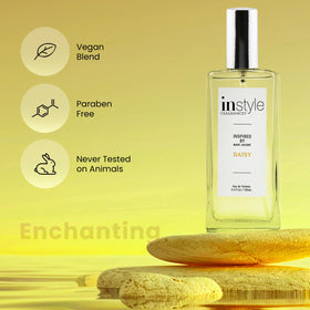Instyle Fragrances side label detail highlighting vegan and paraben-free benefits