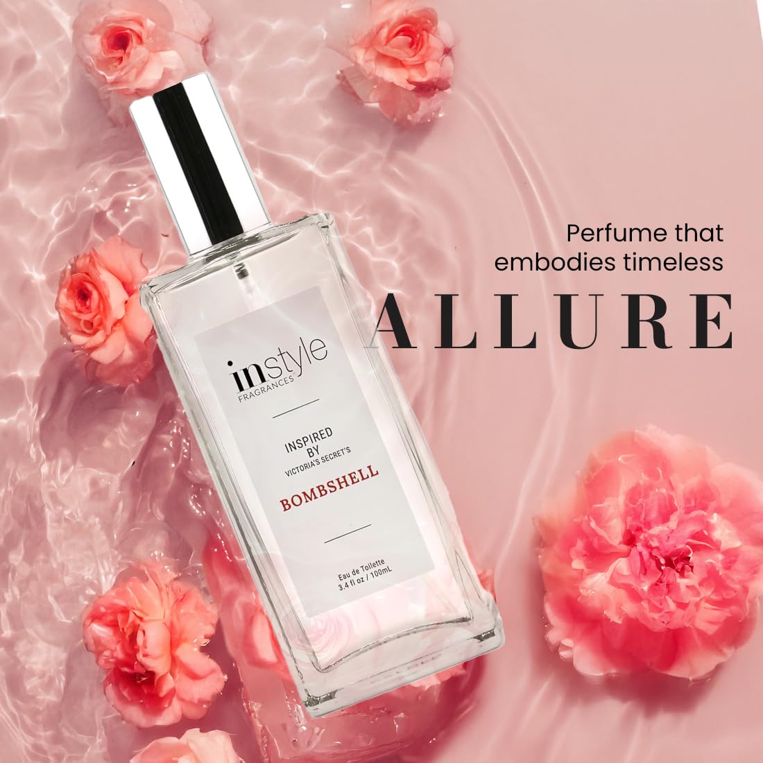 Instyle Fragrances side profile of the bottle highlighting sleek design and portability