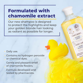 Intea close-up of label highlighting chamomile extract and no parabens