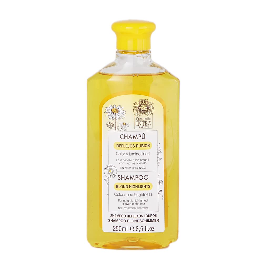 Intea front packaging showing chamomile shampoo and benefits