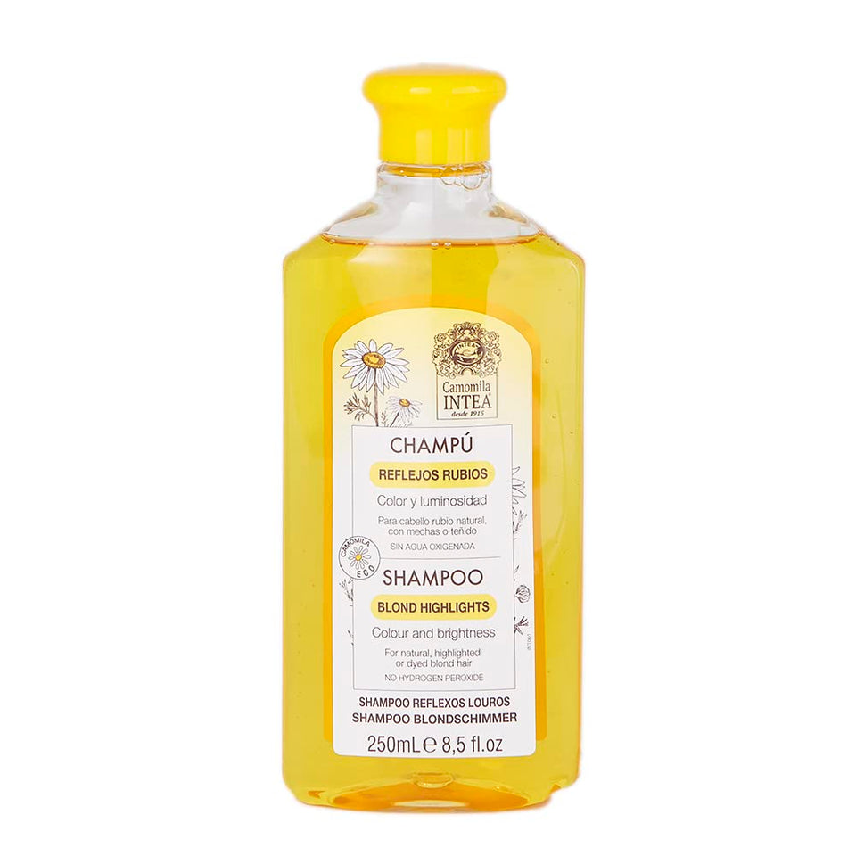 Intea front packaging showing chamomile shampoo and benefits