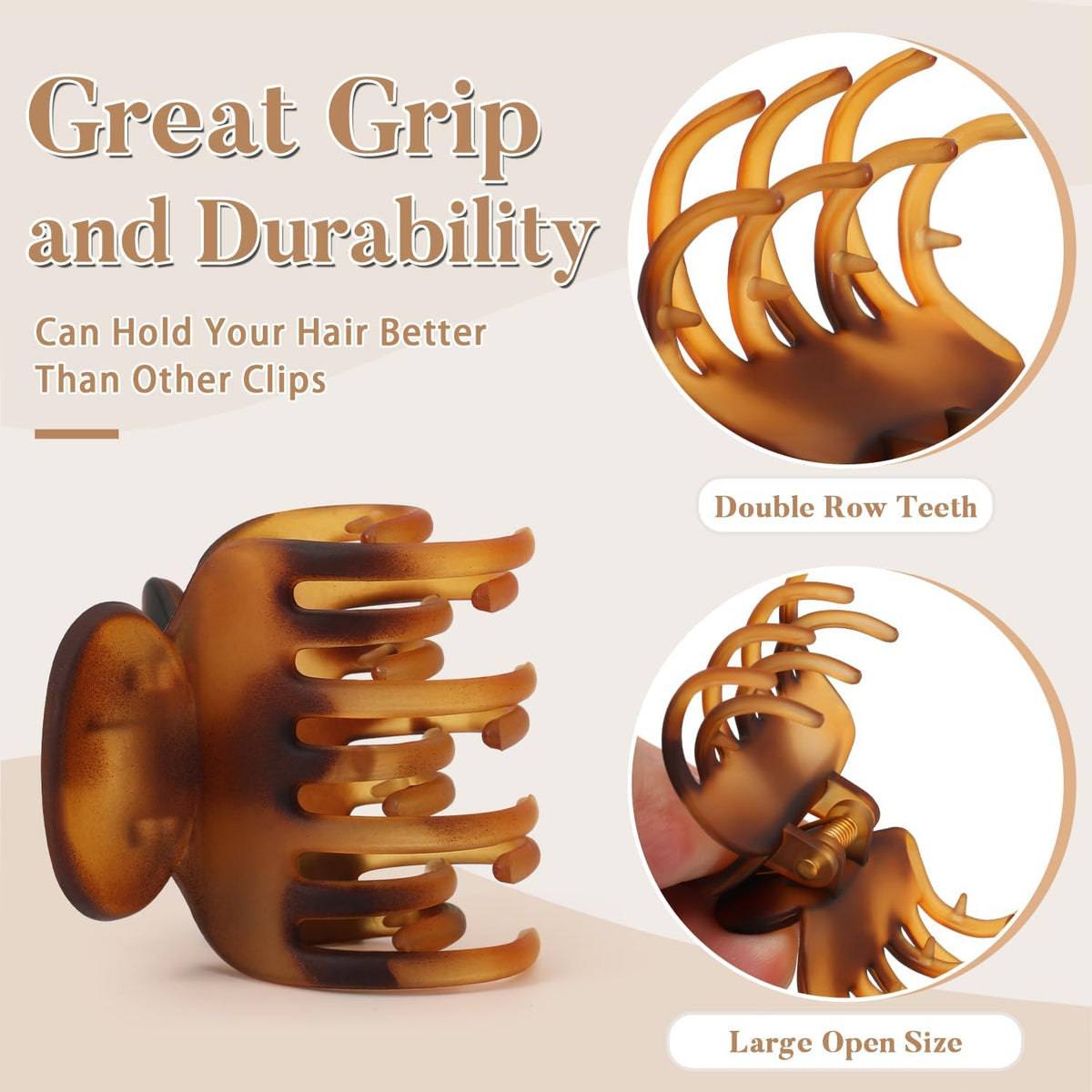 Interesse metal spring and inner teeth detail demonstrating durable, gentle grip