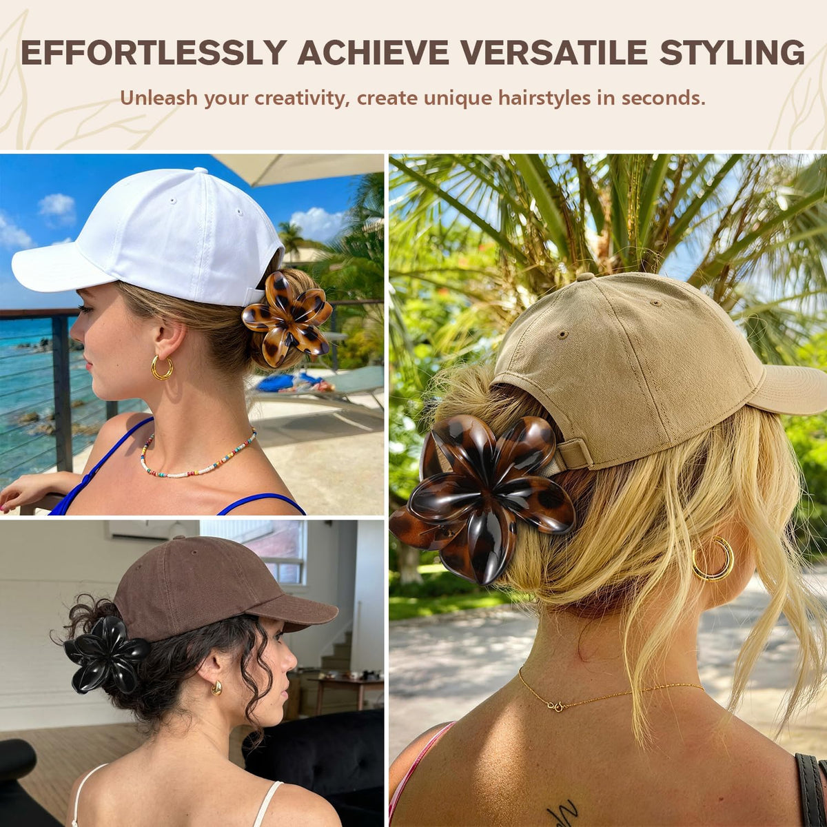 Interesse tortoise and black clips together, mix-and-match outfits