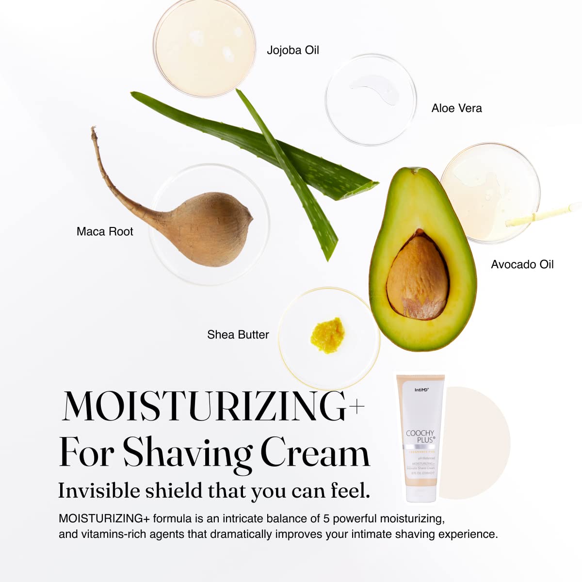 IntiMD after-shave mist bottle close-up calming skin and reducing post-shave redness